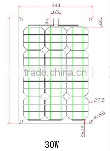 30W Portable semi flexible solar panel for camping