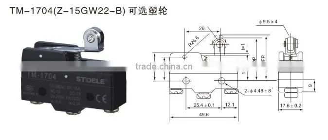 short hinge roller lever switch sensitive general purpose TM 1704 Z-15GW22-B