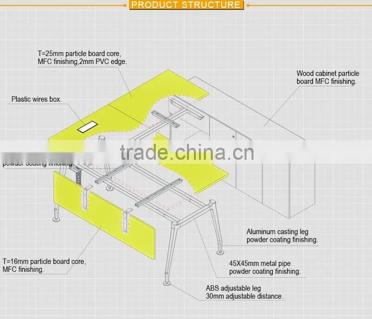 hot sale modern office furniture director desk with back units