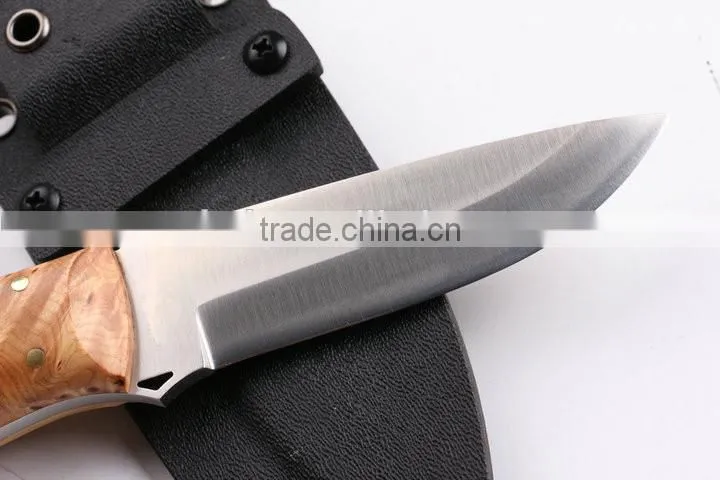 OEM fixed blade knife with D2 blade and white shadow wood handle