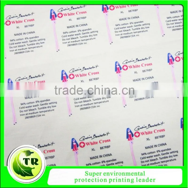 PET silicone heat transfer care label for clothing