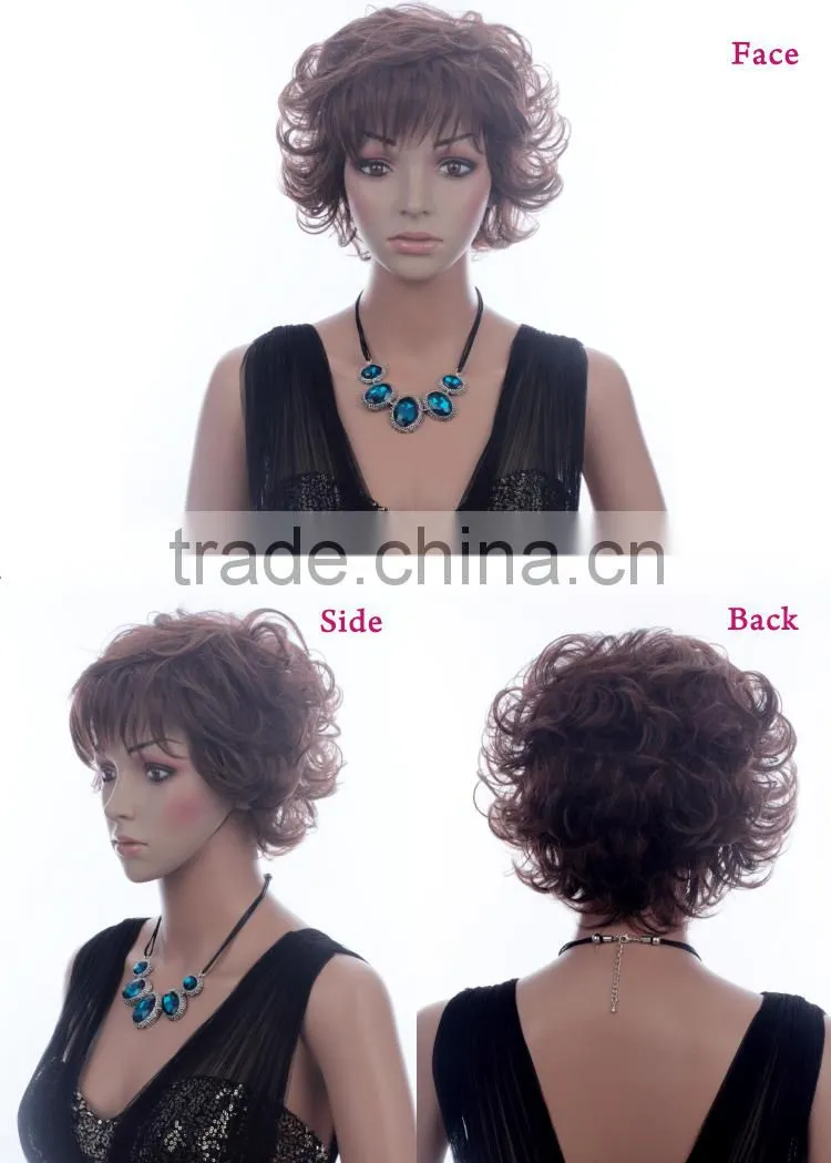 Top selling Fashion lady short curly women short synthetic wigs