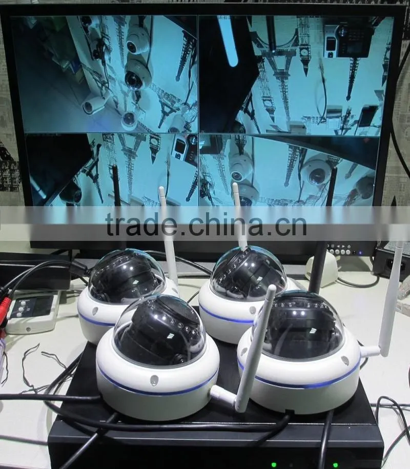 Plug n play IR Dome wifi ip camera 4 channel Wireless nvr kit