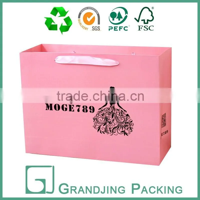 Pink color elegant packaging paper bag for dress