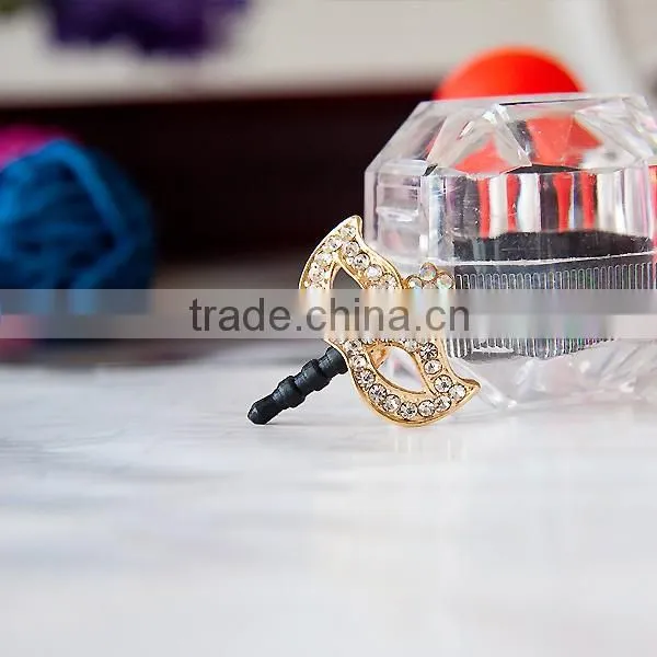 rhinestone dust plug luxurious crown earphone dust,promotion gift A108
