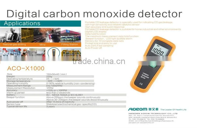Digital auto carbon monoxide detector