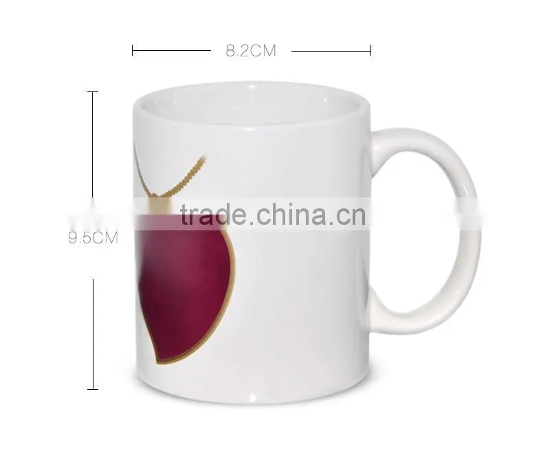 Personalised 11oz heart shape color changing ceramic digital printing mug