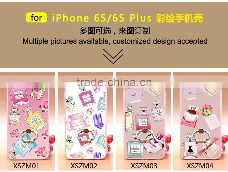 Hot Selling Perfume TPU+PC 2-in-1 Hybrid Pattern Phone Cases With Ring Bracket For iPhone 6s Plus