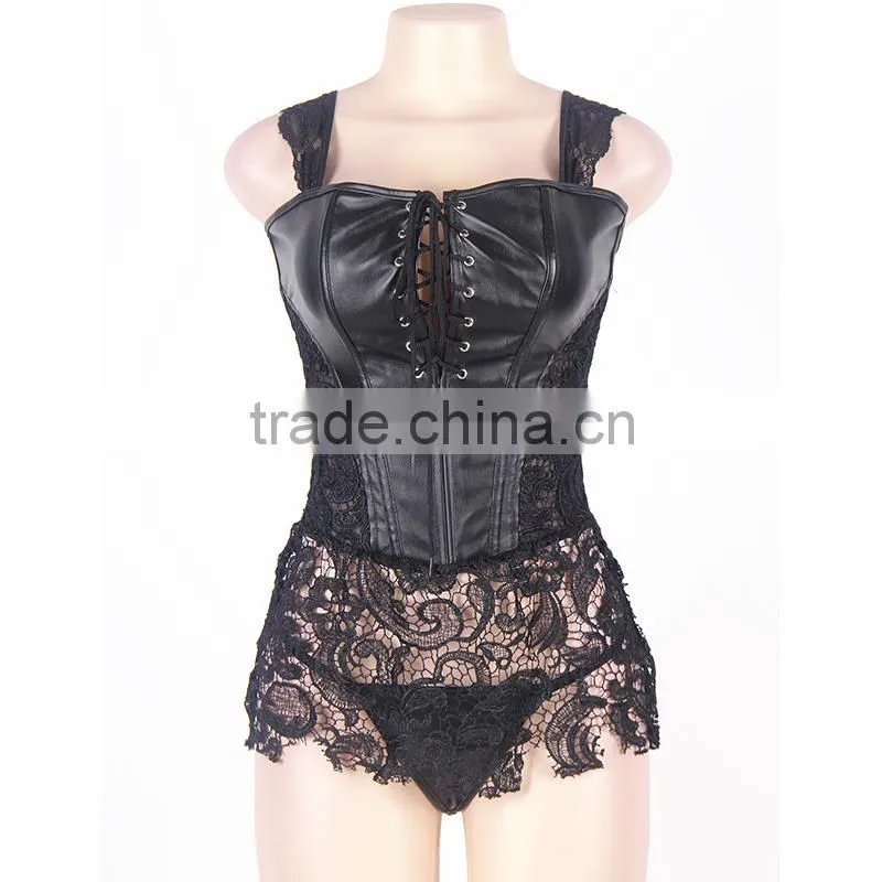 Factory price with excellent quality faux leather fat woman sexy corset