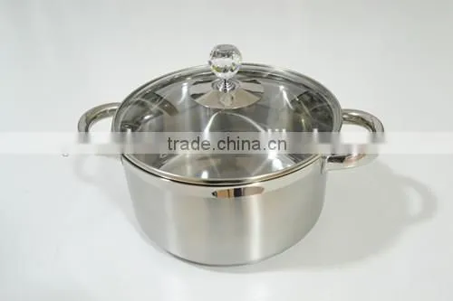 Stainless Steel nice glass knob Stockpot with Lid