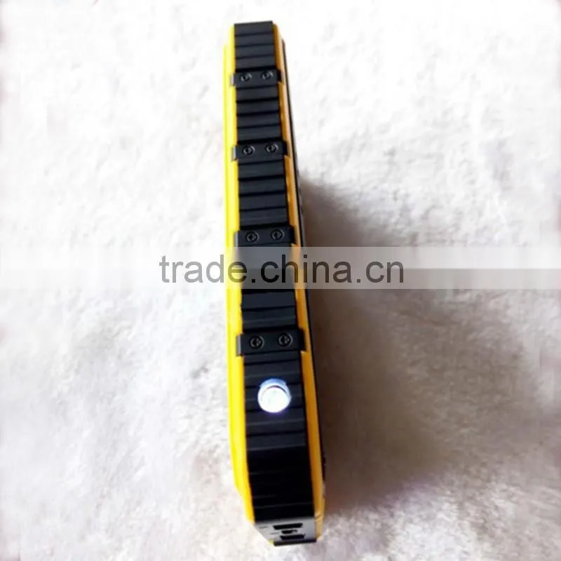 Water proof mini solar power bank 5000mah with Hanging hole and super led light