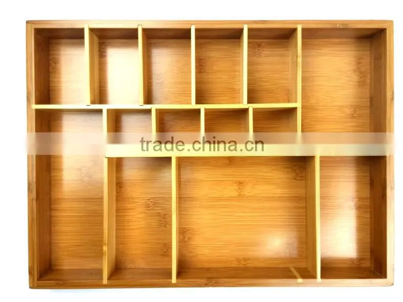 BH012 Rmovable Bamboo Adjustable Cutlery Drawer Organizer