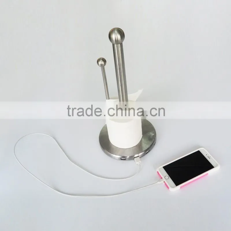 Multi-fonction towel paper stand with USB charger