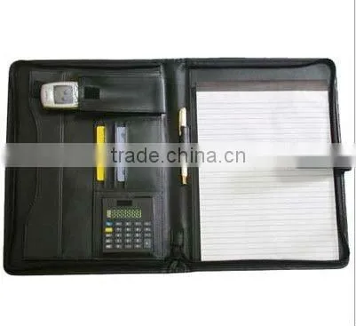 multi-function brown leather business notebook for manager