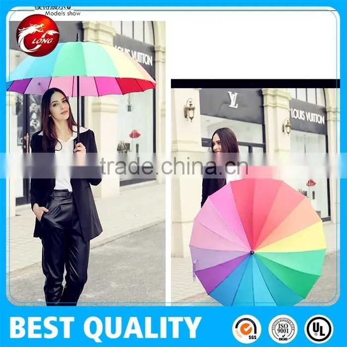 promotional rainbow golf umbrella.auto open straight umbrella