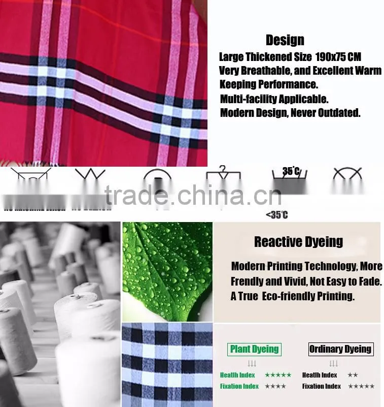 Women's Plaid Blanket Long Shawl Big Grid Winter Warm Lattice Large Scarf Wrap