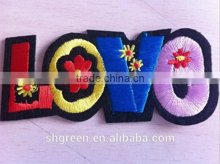 Uniform shoulder embroidery emblem with gold metallic thread