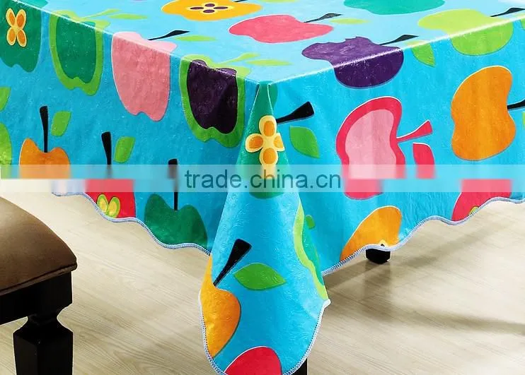 2016 fashion new style 100%polyester round jacquard durable pvc eco-friendly printed tablecloth