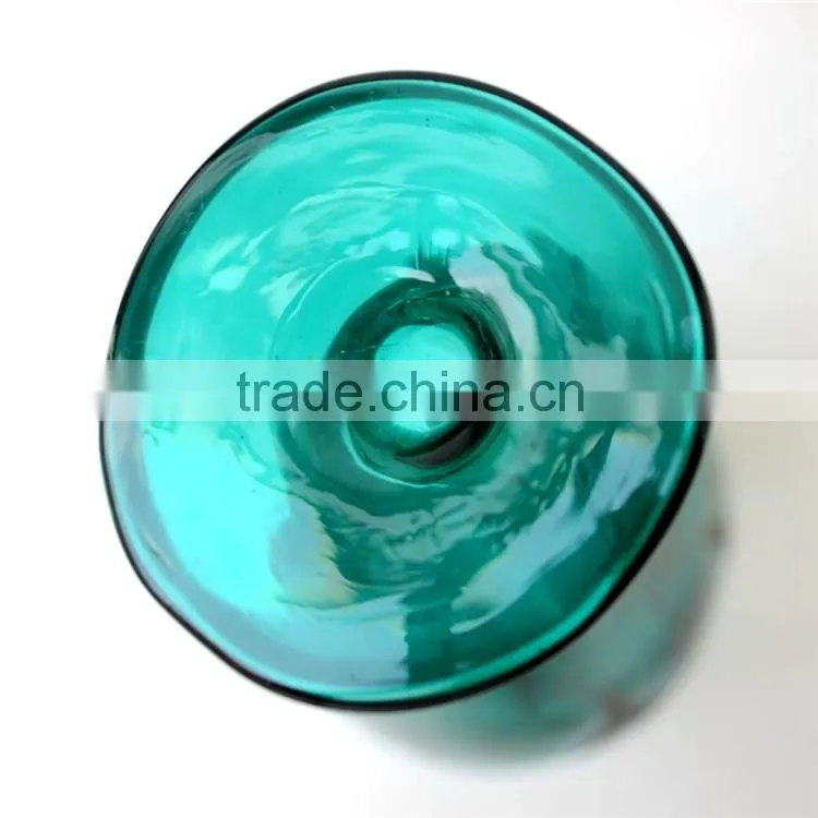 European style creative forest green handmade art glass vase ,Unique design tall glass vase for wedding decoration