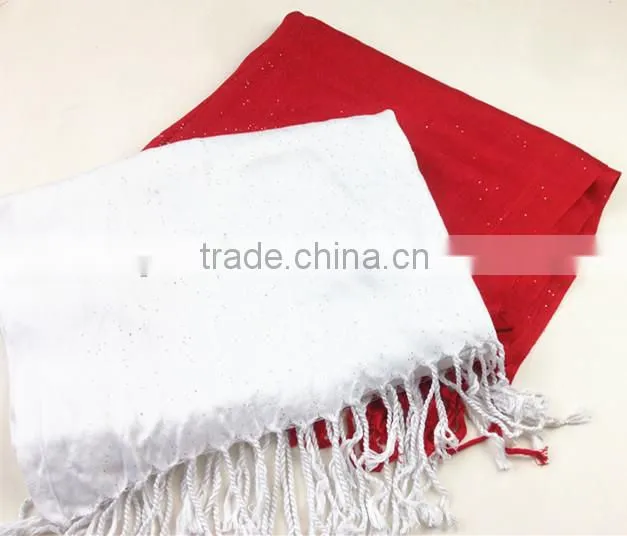 New 100%viscose solid color christmas glittering scarf