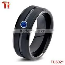 Fashion tungsten carbide wedding band rings inlay steel accessory