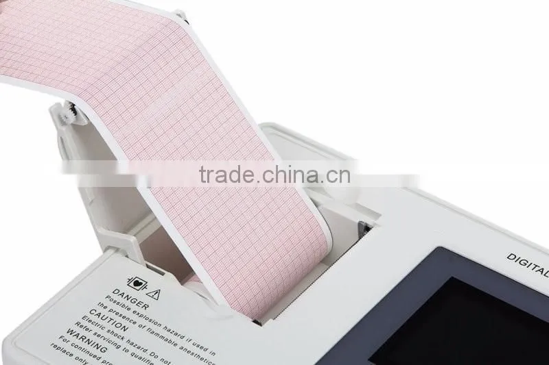 CE approved Three channel color LCD display 12-lead Built ECG Machine in USB/RS232 interface