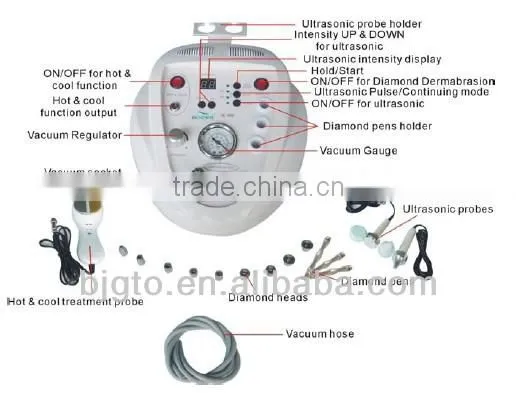 on sales GTO brand new arrival diamond microdermabrasion+hot&cold treatment+ultrasonic 3 functions in one with Factory price