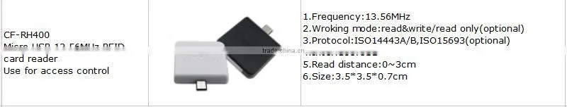 Mini 13.56MHz Micro USB RFID reader