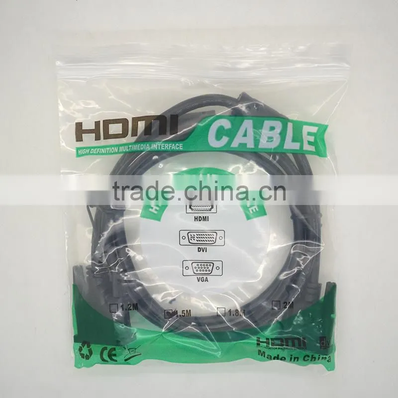 High quality 1.5M VGA to DVI DVI-I(24+5) to VGA Video Monitor Cable(VGA to DVI-I Cable)