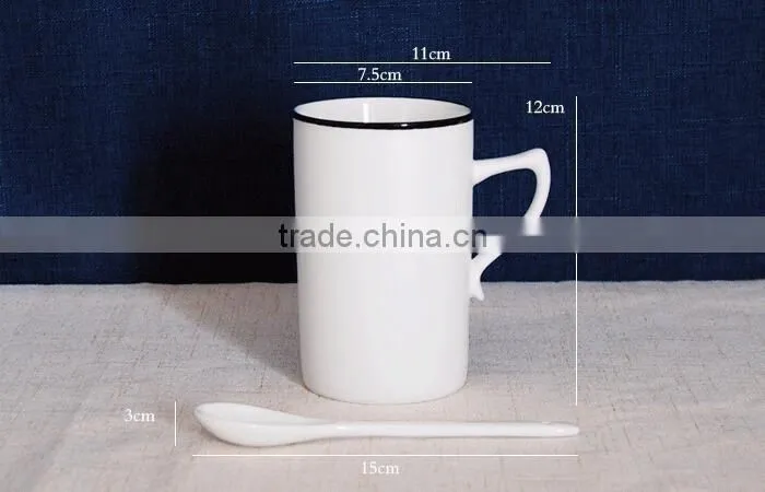 380ml Porcelain mug with silver rim 380ml porcelain mug with handle