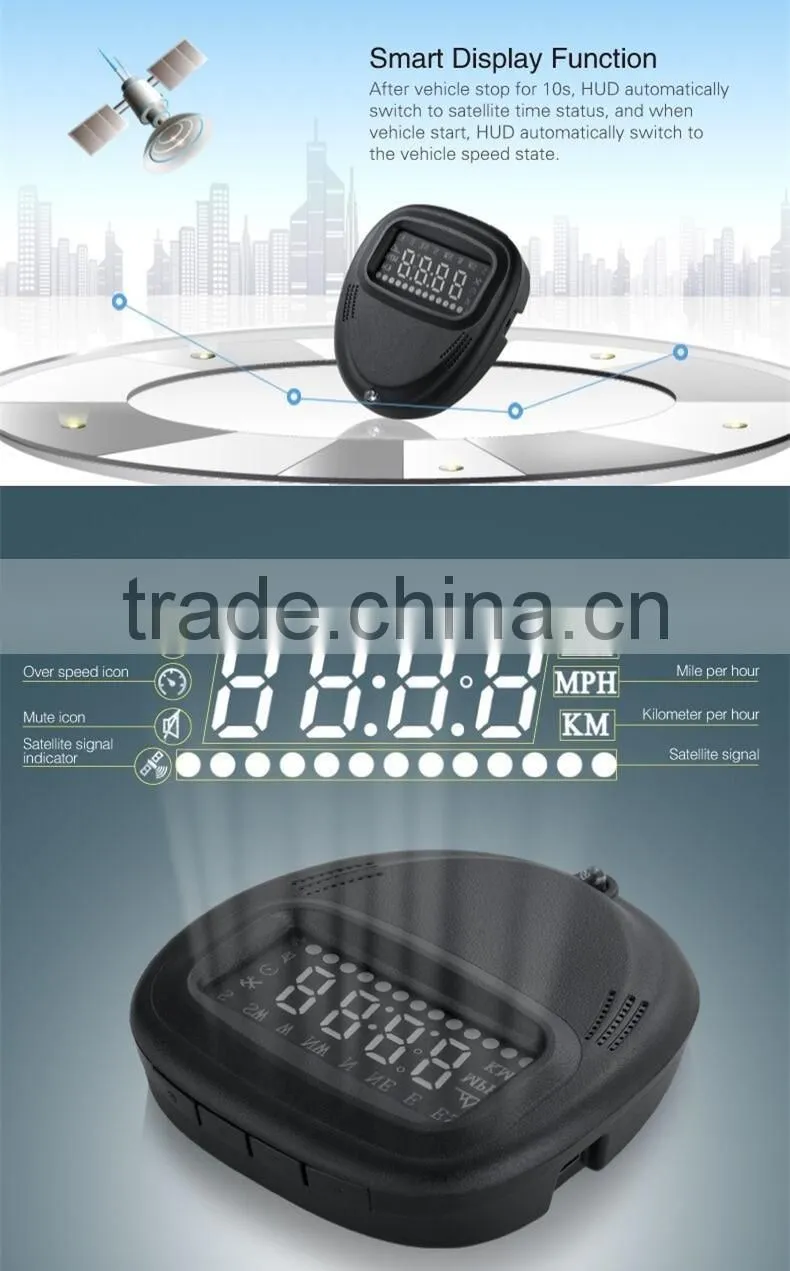 2016 Hot Sale Universal GPS HUD A1 Head Up Display Car OBD2 Speedometer KMH MPH Overspeed Alarm For All Cars