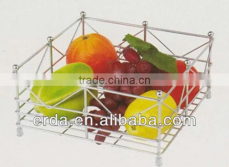 Modern Metal Chrome Fruit Basket Holder