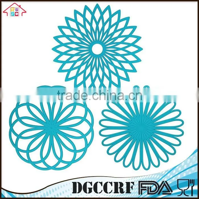 Premium Quality cheap Insulated Flexible Durable Non Slip Coasters Multi-Use Flower shaped Trivet Silicone Mat Hot Pads
