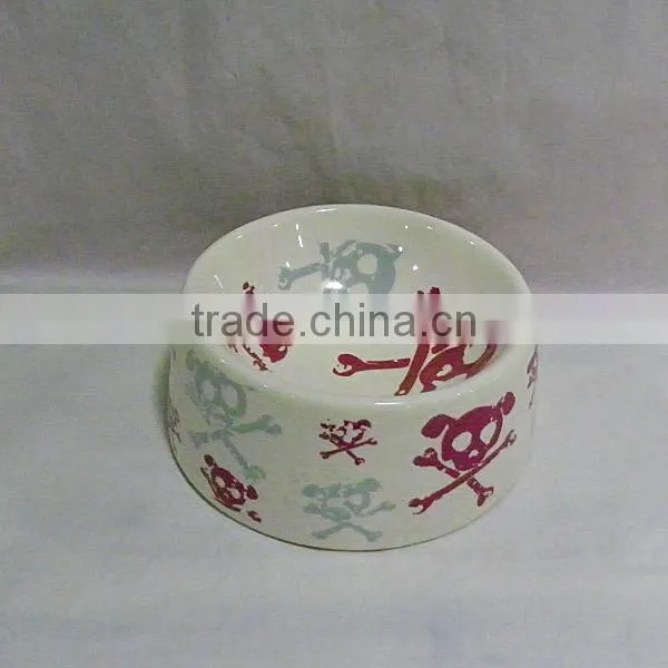 Skull Ceramic Dog Bowl