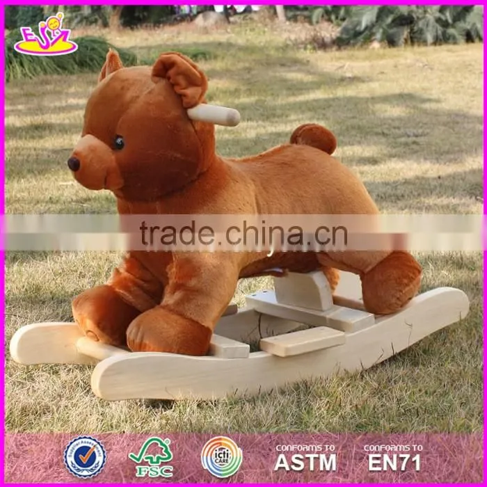 2017 New design cute bear wooden baby rocking animal W16D073