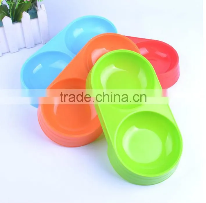 2015 high quality plastic double dog dish / colorful double dog bowl,2015 high quality plastic colorful pet bowl