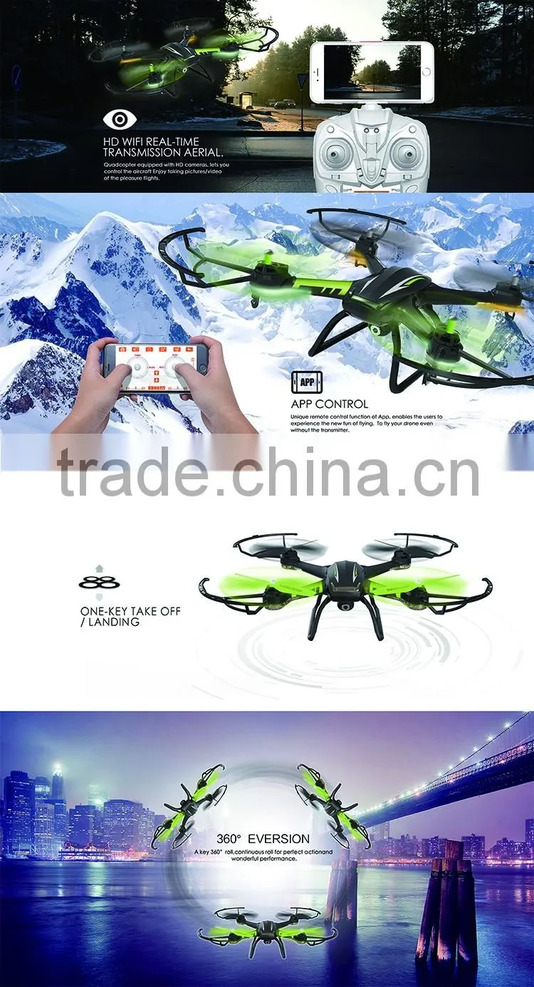 Flight plan APP control HD wifi real-time transmission aerial rc drone quadcopter with LED