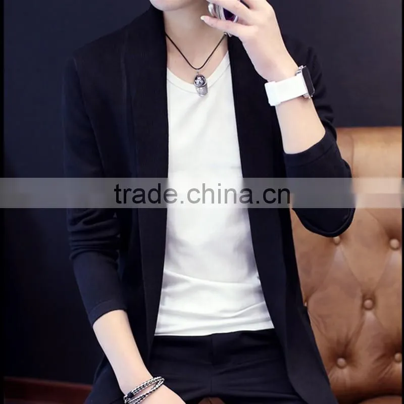 Mens V neck long sleeve cardigan 100%cotton latest designs for men knitted sweater
