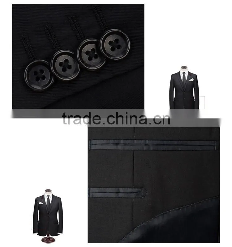 2016 new arrival designer suits for men 3 piece suit black wedding pant coats