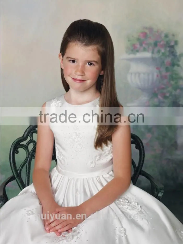white baby gown flower high neck children party dresses