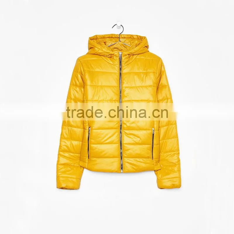 2017 OEM short fine jacket with hood winter bomber warm quilted jacket