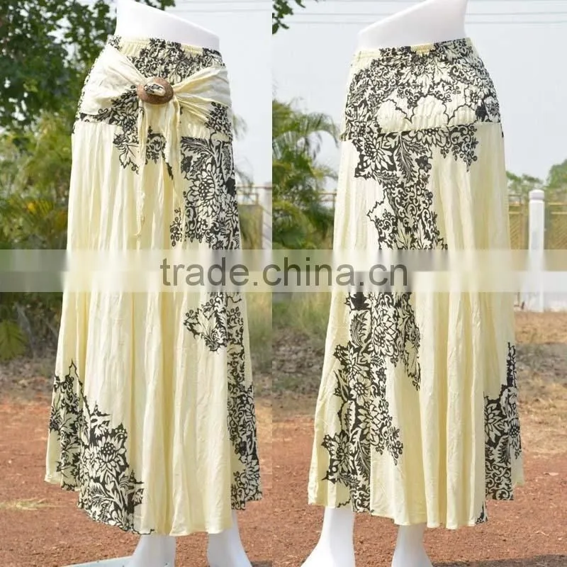 latest fashion new designed print maxi hippie boho skirt gypsy casual coco buckle hippie skirt
