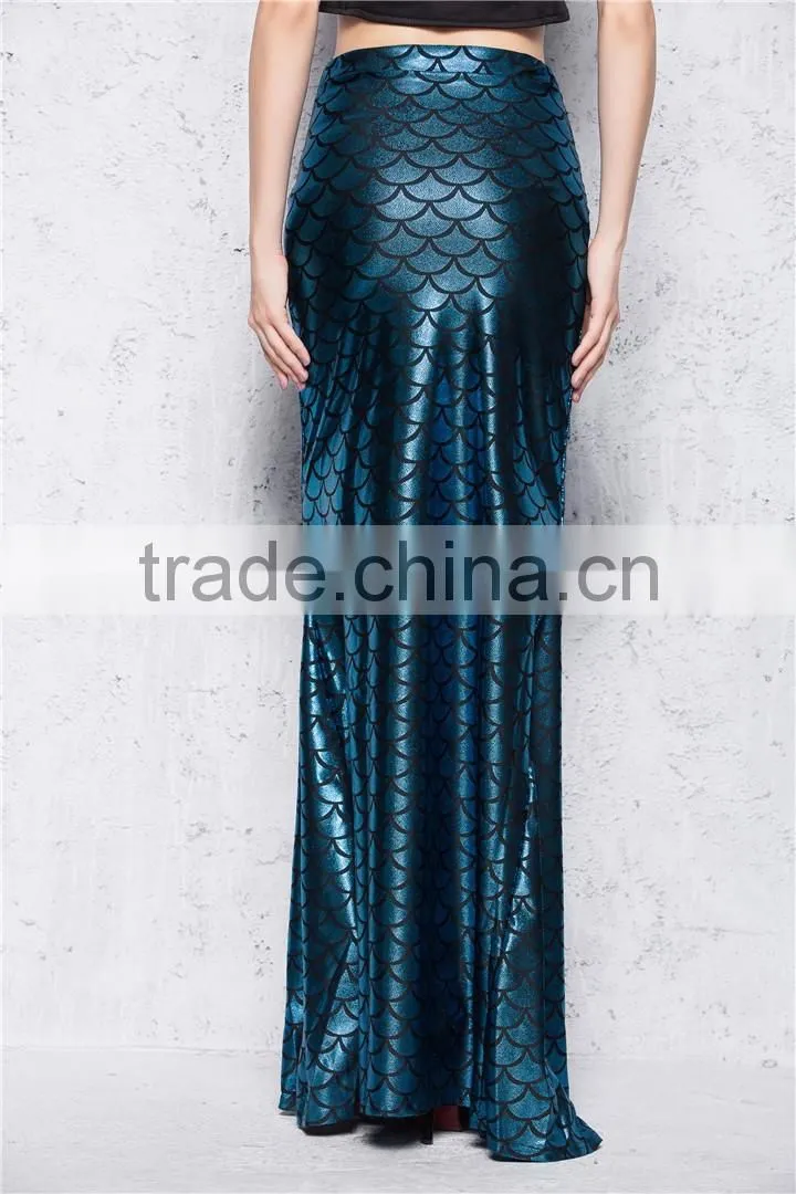 Ladies Sexy Maxi Long Shiny Mermaid Skirts Fish Scale Dress