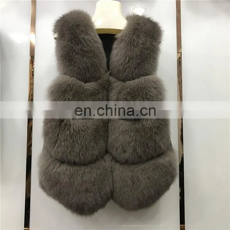 2017 Women Fox Fur Vest Winter Long Vest Real Fur Coat Vest Price Waistcoat