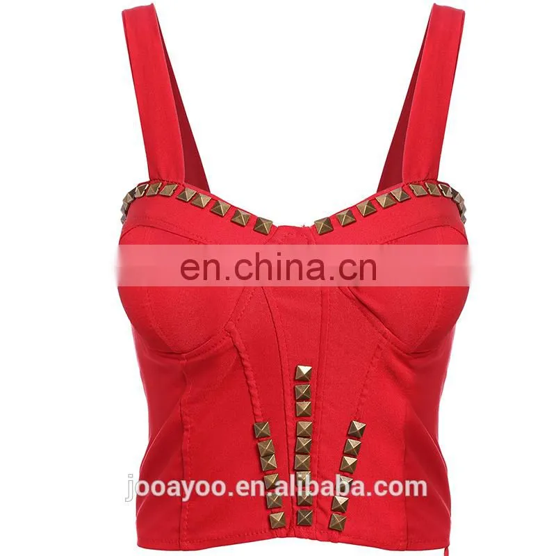 Fashion Women Spaghetti Strap Rivet Crop Vest Ladies Sexy Tube Tops