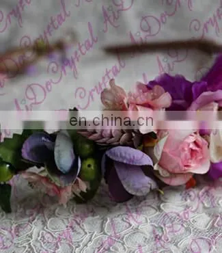 Aidocrystal lilac lavender wedding hair wreath, artificial flower crown hair accessories