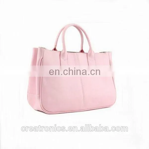 CR new business ideas europe most popular items simple style ladies leather handbag pink color pu tote bag custom
