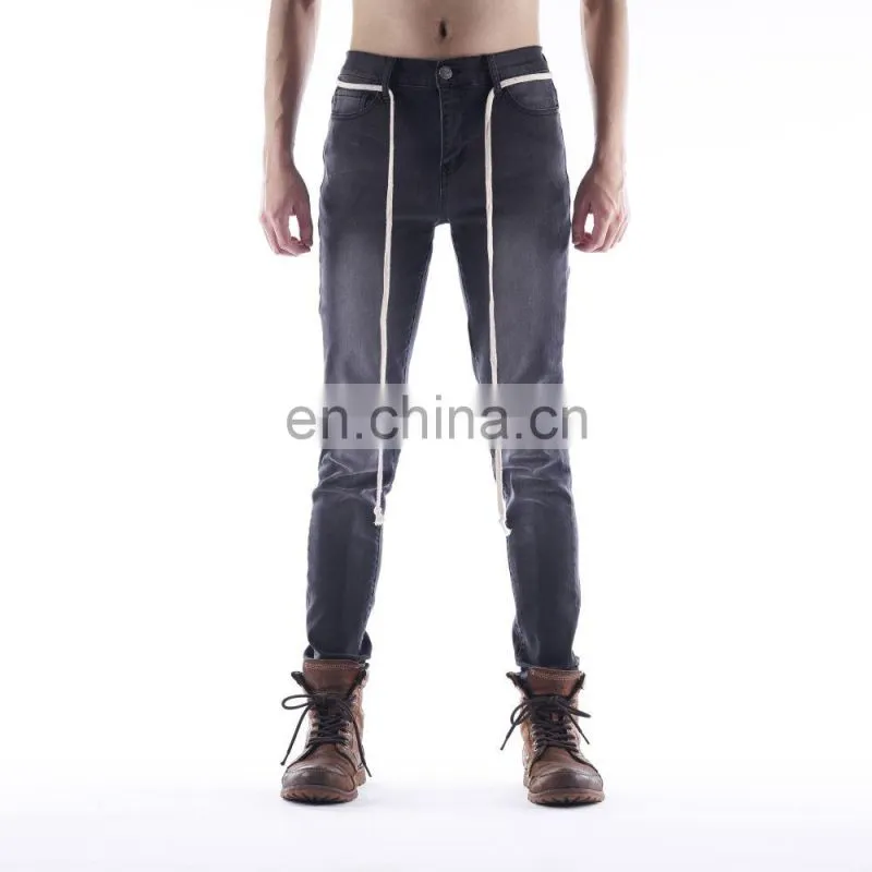 DiZNEW Custom Black Ripped Super Skinny Denim Jeans For Men