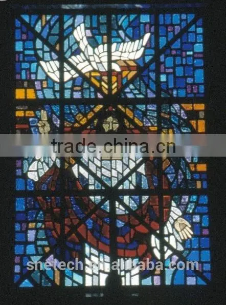 tempered facted glass church pattern interior or exterior decoration