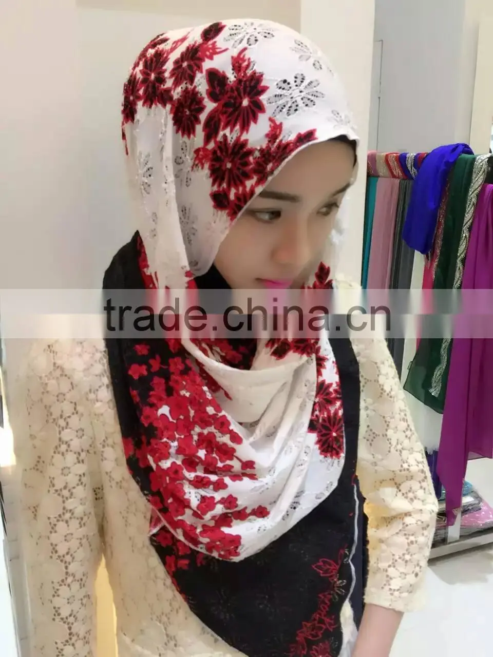 Colorful beautiful LACE gorgeous muslim long scarf